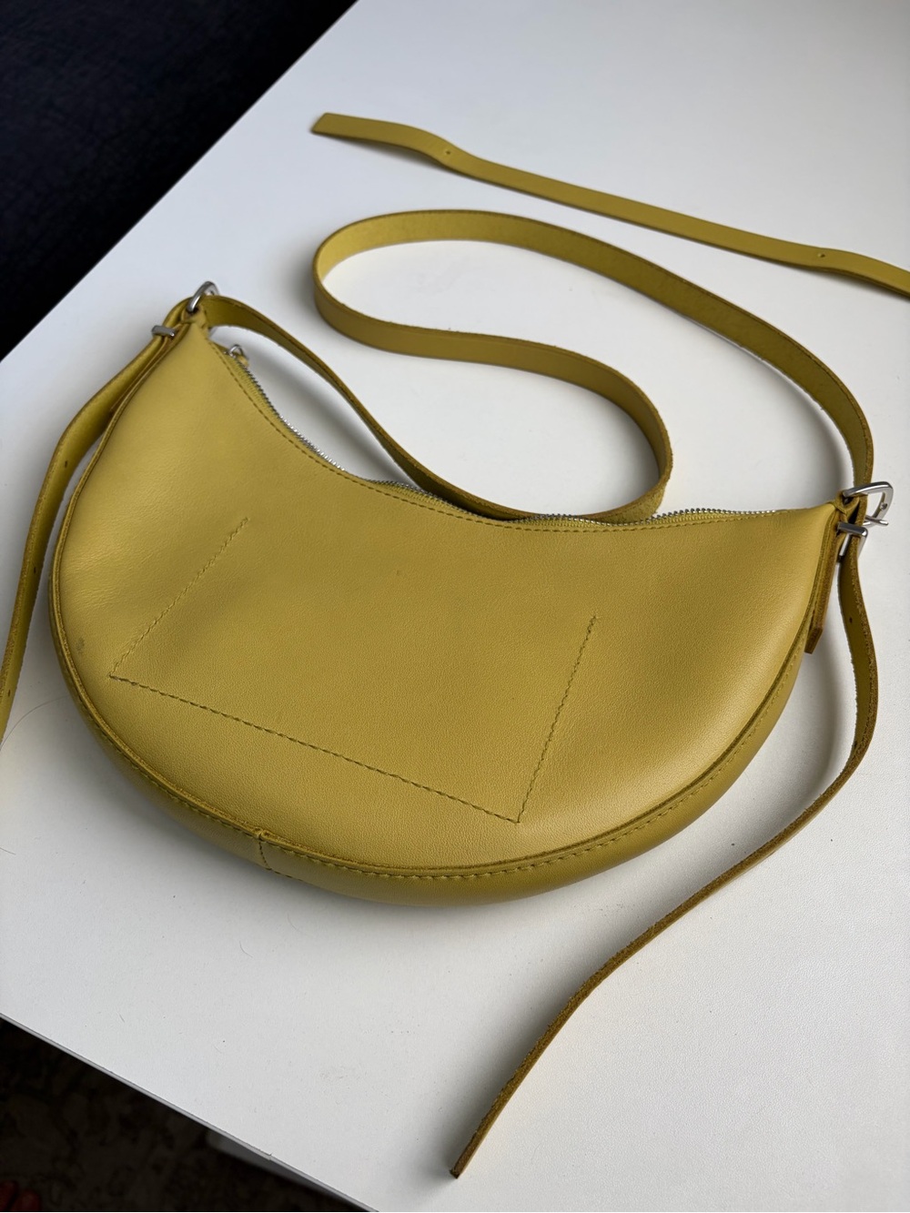 Madewell Small Crescent Convertible Leather Crossbody Shoulder Bag -  Chartreuse